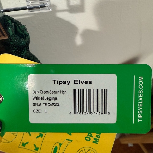 NWT - Tipsy Elves Dark Green Sequin High Waisted Leggings - Picture 6 of 6